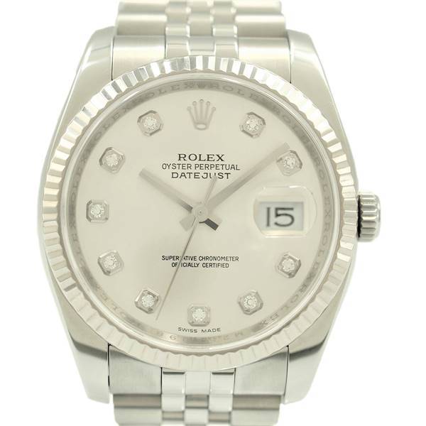 【中古】ROLEX 116234G デイトジャスト 機械式自動巻き 日付表示 10Pダイヤインデック ...