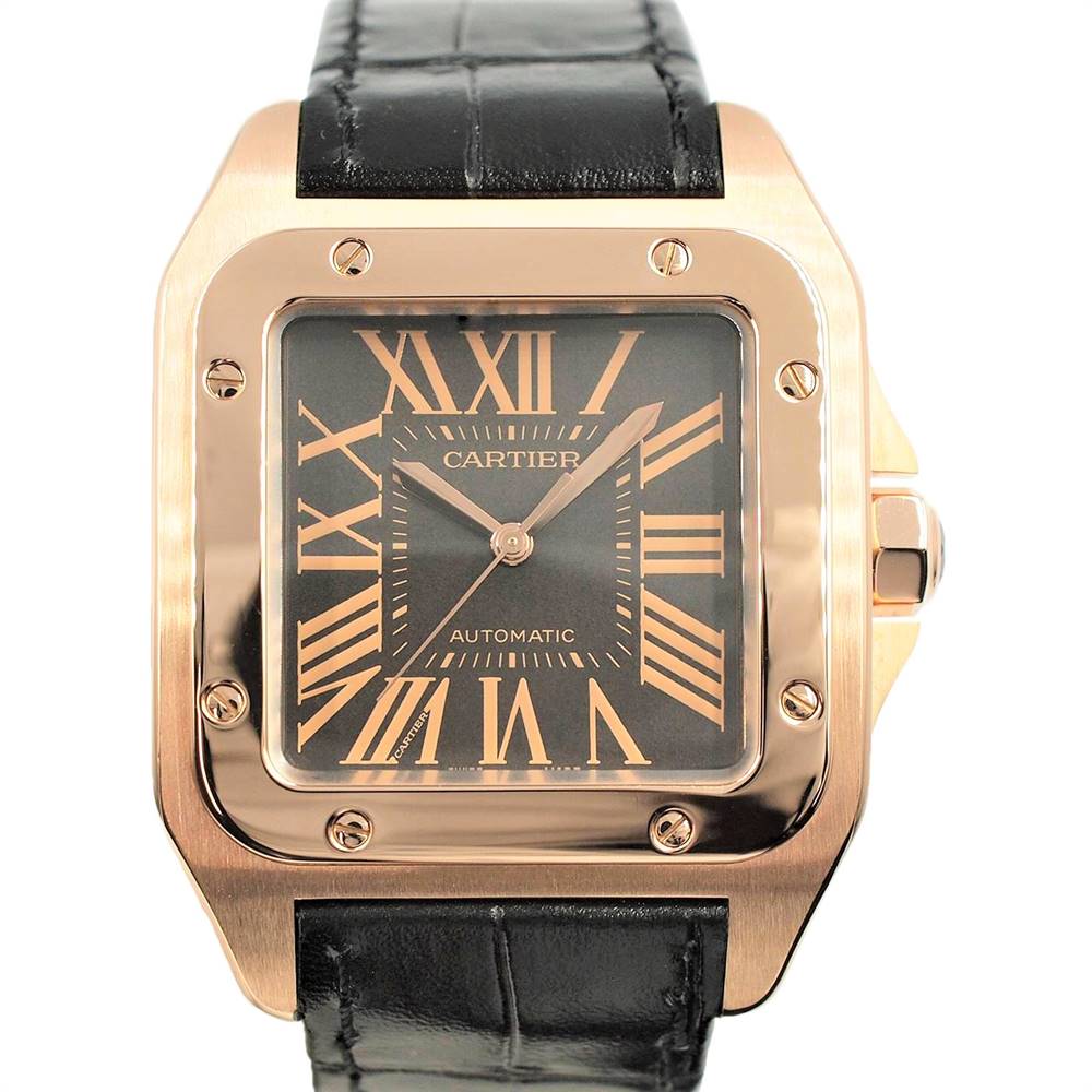 【中古】CARTIER W20127Y1 サントス100LM 18K 750 機械式自動巻き 100m防水 社外ベルト カルティエ カルチェ メンズ USED-SA 腕時計 wtc6