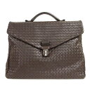 【中古】BOTTEGA VENETA 122139 イントレチャート ビジネス バッグ ダークブラウン ブリーフケース 鍵 キー レザー ブランド ボッテガ ..