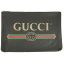 【中古】GUCCI 500984 クラッチバッグ GG ロゴ ブラック フラット ポーチ ファスナー バッグ ブランド グッチ メンズ レディース □□ USED-AB