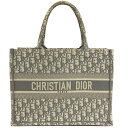 【中古】クリスチャン ディオール M1296ZRIW_M932 Dior Book Tote ミディアム バッグ ブック トート バッグ DIOR グレー シグネチャー トートバッグ 刺繍 キャンバス レディース バッグ USED-AB