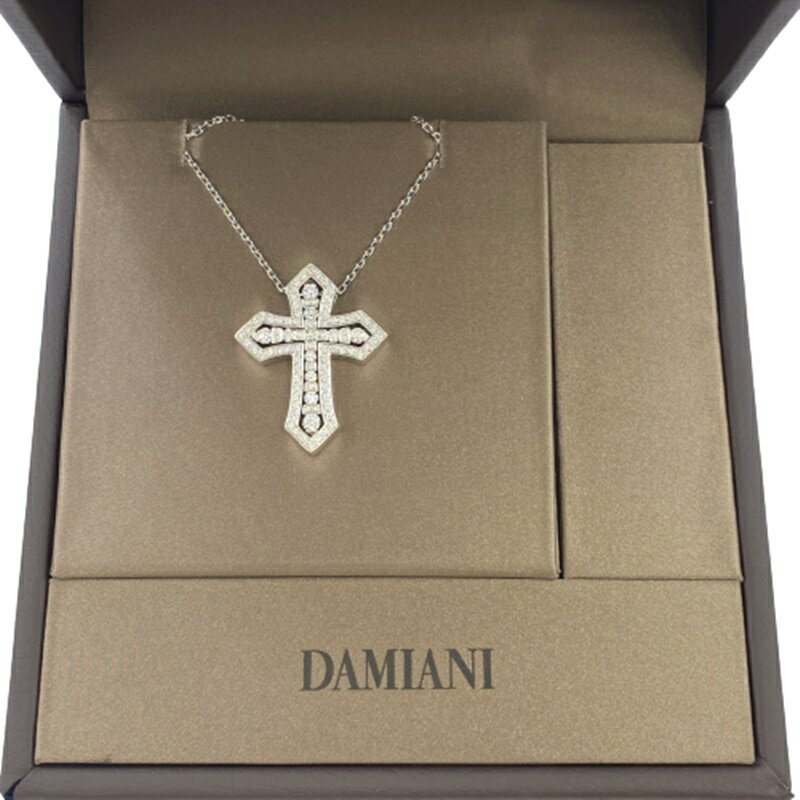 【未使用】DAMIANI 20086733 ベルエポック クラウンM WG 49cm ダイヤモンド ホワイト ゴールド トップ チェーン クロス 十字架 ダミアーニ レディース メンズ ブランド アクセサリー【中古】USED-SS