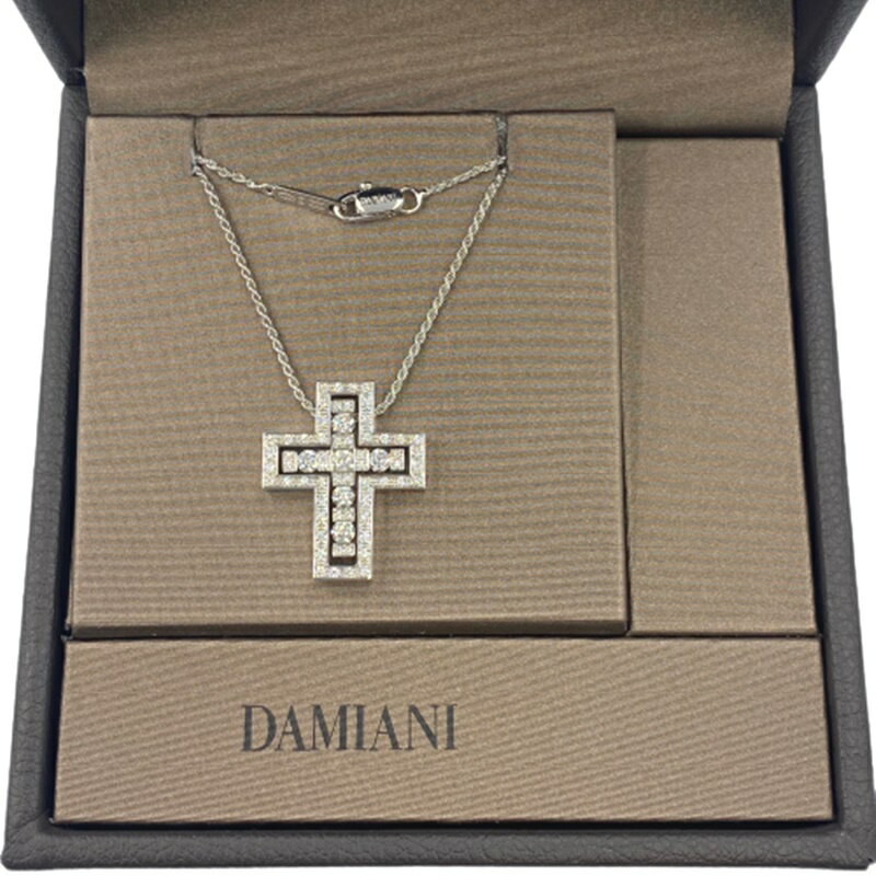 【未使用】DAMIANI 20073470 ベルエポック WG 50cmダイヤモンド ホワイト ゴールド トップ チェーン クロス 十字架 ダミアーニ レディース メンズ ブランド アクセサリー【中古】USED-SS