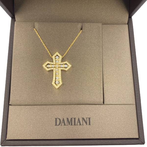 【未使用】DAMIANI 20092689 ベルエポックM YG ダイヤモンド イエロー ゴールド トップ チェーン クロス 十字架 ダミアーニ レディース メンズ ブランド アクセサリー【中古】USED-SS