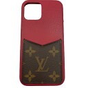 【中古】LOUIS VUITTON M80081 IPHONE バンパー12/12PRO モノグラム レッド系 ブラウン スマートフォン ケース レザー スマホ 小物 ルイヴィトン メンズ レディース □□ USED-B