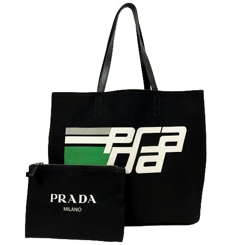 PRADA 2VG043 トートバッグ ポーチ付き ブラック □□USED-B