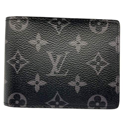 ルイヴィトン 二つ折り財布（男性向け） LOUIS VUITTON ルイヴィトン M61695 ポルトフォイユ・ミュルティプル モノグラム・エクリプス 二つ折り財布□□ USED-A