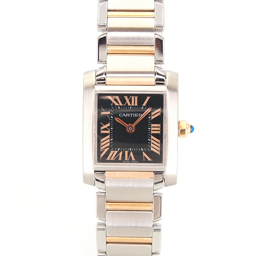 タンク フランセーズ カルティエ Cartier W5010001 タンクフランセーズ SM 2009年Xmas限定 ブラック □□USED-SA