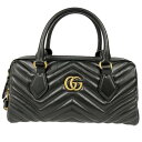 GUCCI グッチ 746319 2WAYバッグ GGマーモント ブラック ハンドバッグ □□ USED-S