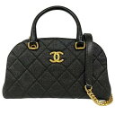 CHANEL シャネル AS3893 マトラッセ ボーリング バッグ ショルダーバッグ キャビアスキン ブラック □□USED-SA