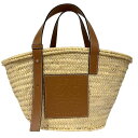 LOEWE ロエベ バスケットバッグ ベージュ ラフィア カゴバッグ アナグラム □□USED-B
