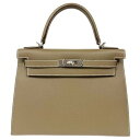 HERMES エルメス ケリー 28 エプソン エトゥープ 外縫い Z刻印 2021年 ハンドバッグ シルバー金具 □□USED-SS