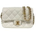 CHANEL シャネル AS3757 ミニフラップバッグ チェーンショルダーバッグ キャビアスキン ホワイト ゴールド金具 □□USED-AB
