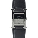 エルメス HERMES HH1.233 Hウオッチドゥブルジュー ブラック ダイヤモンド □□USED-A