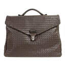 【中古】BOTTEGA VENETA 122139 イントレチャート ビジネス バッグ ダークブラウン ブリーフケース 鍵 キー レザー ブランド ボッテガ ヴ...