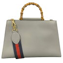 【中古】GUCCI 453764 2WAYバッグ バンブー グレー ゴールド金具 ハンドバッグ 肩掛け ショルダーバッグ グッチ レディース ブランド □□US...