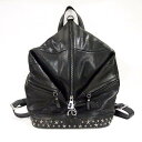 【中古】JIMMY CHOO FITZROY/S Gunmetal スター スタッズ付き Black バイカーレザー・バックパック ブラック フィッツロイ FI...