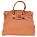 HERMES バーキン35 ローズ系 □Q刻印 2013年頃 レザー シルバー金具 ハンドバッグ □□USED-S
