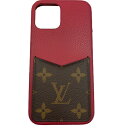 【中古】LOUIS VUITTON M80081 IPHONE バンパー12/12PRO モノグラム レッド系 ブラウン スマートフォン ケース レザー スマホ...