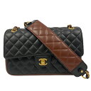 【中古】CHANEL AS2239 B04441 シャネル ショルダーバッグ ブラック ブラウン系 ゴールド金具 フラップ バイカラー ハンドバッグ レディース...