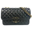 【中古】CHANEL シャネル A57276 チェーンショルダーバッグ ショルダーバッグ Wフラップ マトラッセ ラムスキン ブラック ゴールド金具 黒 バッグ...