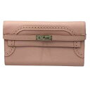 HERMES ケリー ロング ウォレット ギリーズ ヴォースイフト ピンク系 X刻印 シルバー金具 □□USED-A