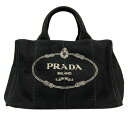 PRADA プラダ CANAPA カナパトート ハンドバッグ ブラック キャンバス □□USED-B