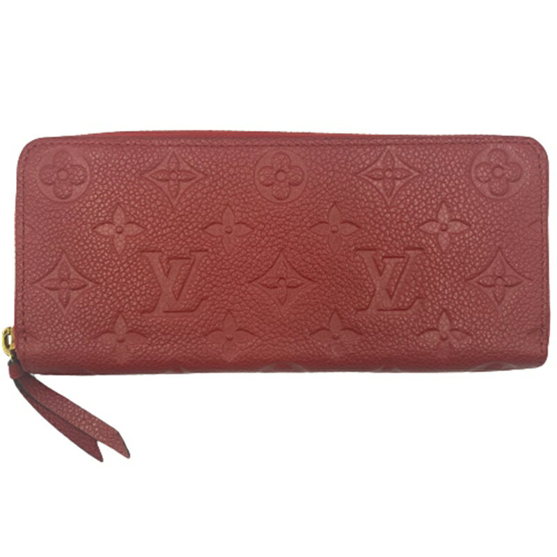 【中古】ルイヴィトン M60169 ポルトフォイユ・クレマンス ラウンドファスナー長財布 ルイ・ヴィトン LV レッド系 赤系 モノグラム・アンプラント ゴールド金具 レディース レザー ロゴ □□USED-B