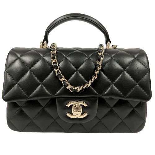 CHANEL シャネル AS2431 トップハンドル ミニフラップバッグ マトラッセ ラムスキン チェーンショルダーバッグ □□USED-SSのサムネイル