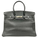 HERMES エルメス バーキン35 トリヨンクレマンス ブラック シルバー金具 □E刻印 2001年頃 ハンドバッグ □□USED-B