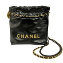CHANEL シャネル AS3980 CHANEL22 ミニ ハンドバッグ チェーンショルダーバッグ マトラッセ ブラック ゴールド金具 □□USED-S