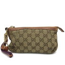 GUCCI【グッチ】リストポーチ 152507 コスメポーチ 小物入れ GGキャンバス レザー ブラウン系 チャーム付き【中古品/USED-BC】質屋 かんてい...