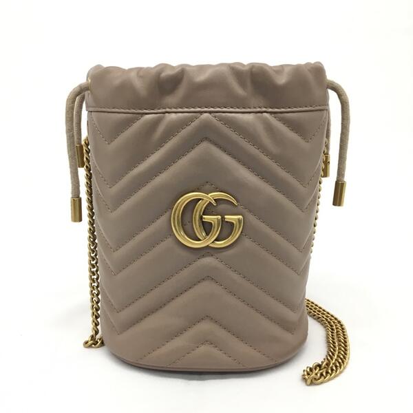 GUCCI【グッチ】ミニバケット　ショルダーバッグ　GGマーモント　ベージュ系　575163【中古品/USED-AB】質屋　かんてい局那覇店　n3100430927300077のサムネイル