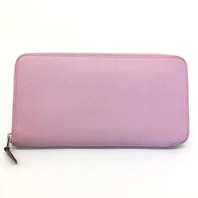 HERMES【エルメス】　アザップロング　シルクイン　モーヴシルベストレ　ラウンドファスナー長財布　レザー　ピンク　シルク【中古品/USED-AB】質屋　かんてい局那覇　n3101560927300002のサムネイル