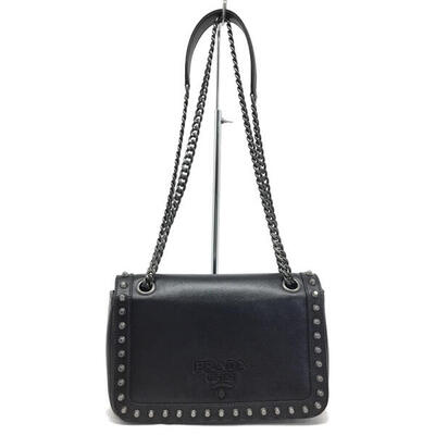 PRADA【プラダ】チェーンショルダーバッグ　1BD147　レザー　ブラック　スターズ　レディース【中古品/USED-AB】質屋　かんてい局那覇店　n310041927300029　※店頭販売中の為、販売期間前にお品切れの場合もございます