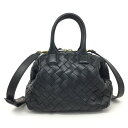 ☆ お買得商品 ☆ BOTTEGA VENETA【ボッテガヴェネタ】ミニ バウレット 2WAYハンドバッグ ショルダーバッグ イントレチャート レザー ブラック...