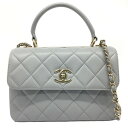 CHANEL【シャネル】トップハンドルバッグ 2WAYバッグ A92236 ラムスキン グレー系 ゴールド金具 2WAY【中古品/USED-AB】質屋 かんてい...