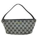GUCCI【グッチ】ワンショルダー ハンドバッグ アクセサリーポーチ 039.1103 GGキャンバス グレー系×ブラック【中古品/USED-B】質屋 かんてい...