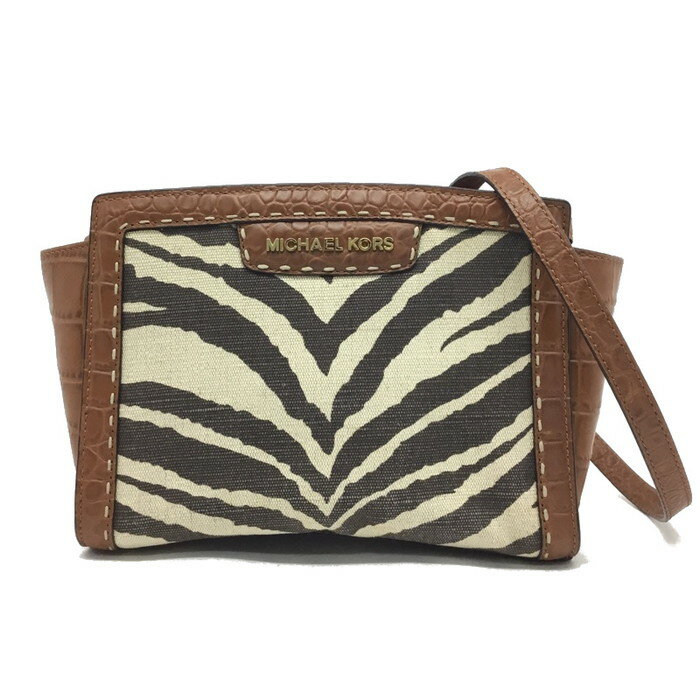 MICHAEL　KORS【マイケルコース】斜め掛けショルダーバッグ　30S4GLKM2R　キャンバス　レザー　ブラウ..