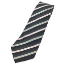 LOUIS VUITTON【ルイヴィトン】ストライプ ネクタイ シルク100 ダークグレー シルバー ピンク メンズ スーツ小物【中古品/USED-B】質屋 か...