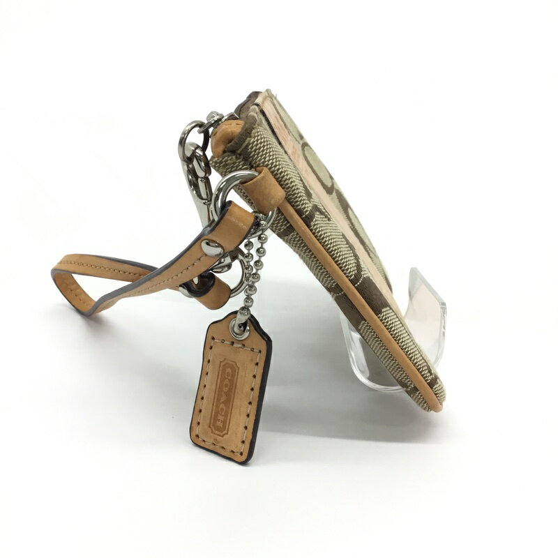 COACH【コーチ】リストレット　小物入れ　コインケース　カードケース　シグネチャー　キャンバス　レザー　ブラウン系【中古品/USED-B】質屋　かんてい局那覇店　n3101223927300041