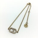 Christian Dior【クリスチャンディオール】CDラインストーン ブレスレット アクセサリー ゴールドカラー ファッション小物 約19cm【中古品/US...