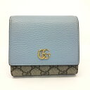 GUCCI【グッチ】ダブルG ミディアムウォレット GGスプリーム ライトブルー 二つ折り財布 598587.2149【中古品/USED-B】質屋 かんてい局那...