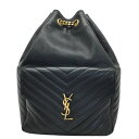 SAINT LAURENT【サンローラン】ブランヴィンテージ バックパック リュック 巾着型 672609 レザー ブラック【中古品/USED-B】質屋 かんて...