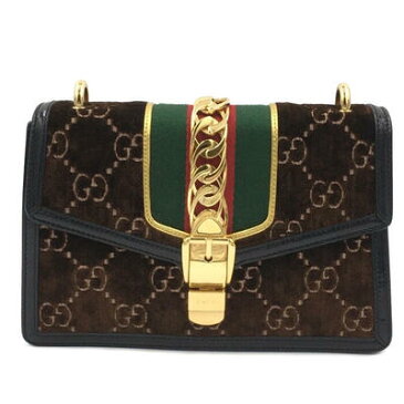 GUCCI【グッチ】 524405 シルヴィスモール ショルダーバッグ ベルベット×パテントレザー/ブラウン 　 g21-1628 　※店頭販売中の為、販売期間内にお品切の場合もございます