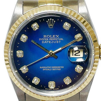 ROLEX ロレックス 16233G デイトジャスト10ポイントダイヤ ブルーグラデーション文字盤 メンズウォッチ 自動巻き 100m防水 送料無料 USED-A 中古 ng3100004927700021 かんてい局名護店