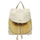 COACH【コーチ】【中古品/USED-B】 F73313 バックパック シグネチャー レザーxキャンバス ベージュxホワイト レディース 【ng3100771927700031】 かんてい局名護店