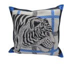 【中古】HERMES エルメス Tigre Altai 2 ティーグル アルタイ クッション アンクル インテリア ウール カシミヤ ライトグレー ブルー ブラ...