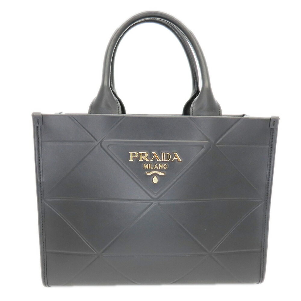 【中古】PRADA プラダ 1BA379 シンボル トップステッチ レザー スモール バッグ A2401452