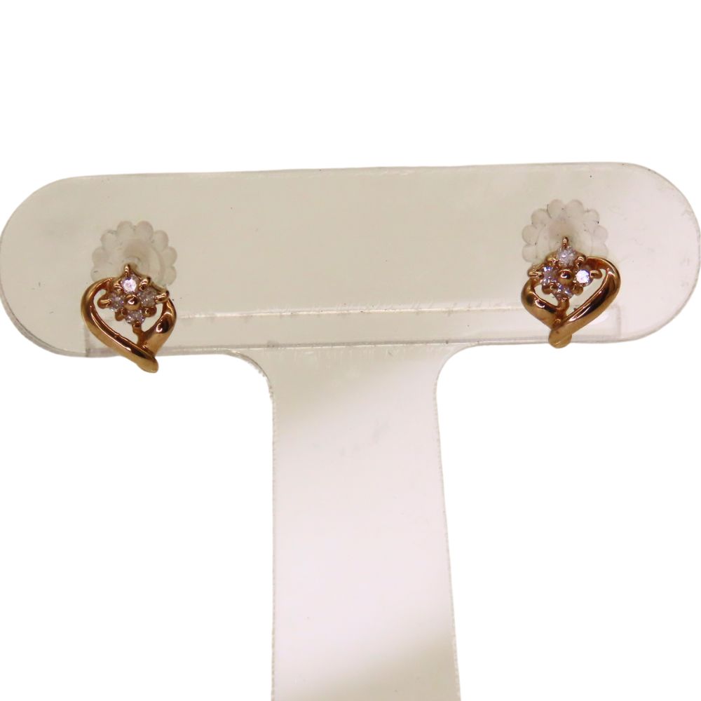 【中古】K18 ピアス 約0.54g ダイヤモンドピアス ダイヤ付ピアス 華奢 片耳ダイヤ計0.04ct メレダイヤ ハートモチーフ A2405370【無料ギフトラッピング承ります】